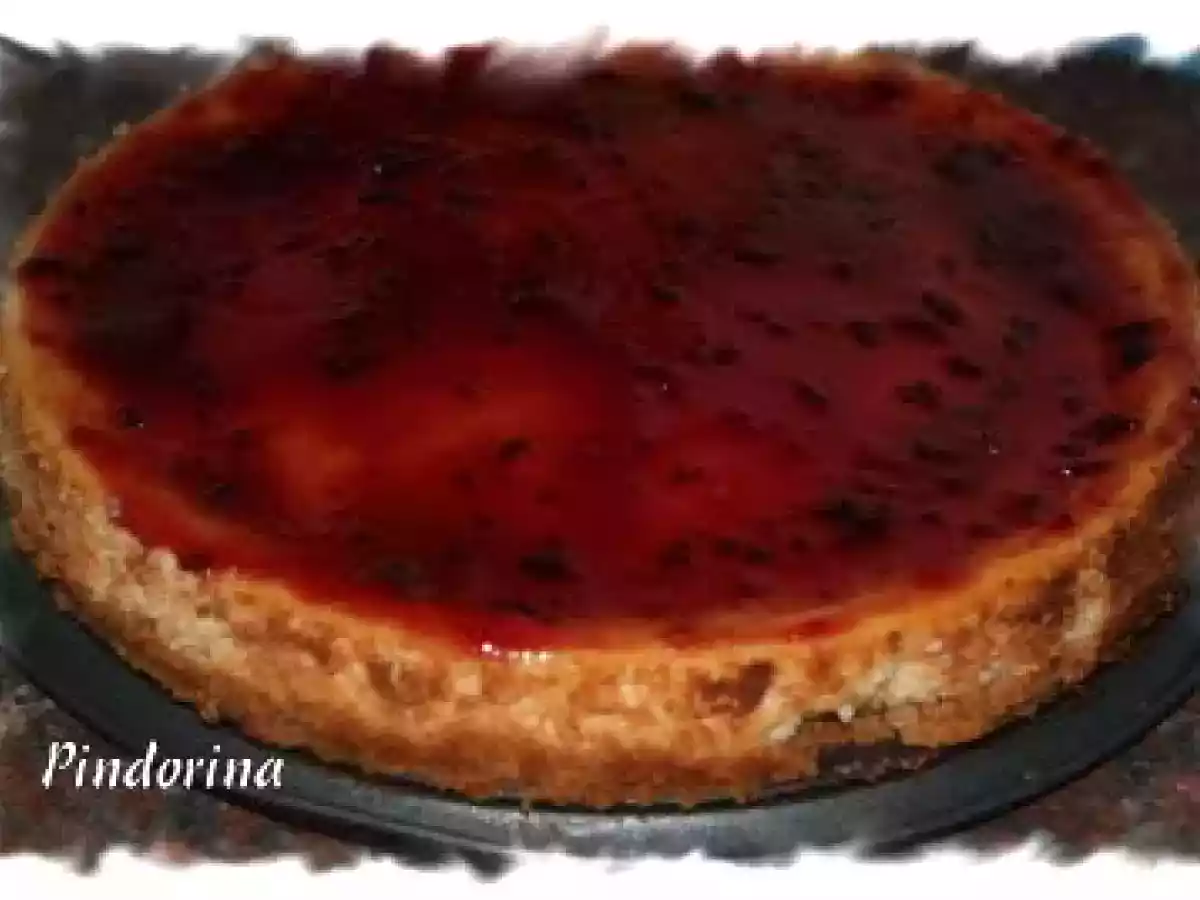 Tarta de requesón y mermelada de ciruela