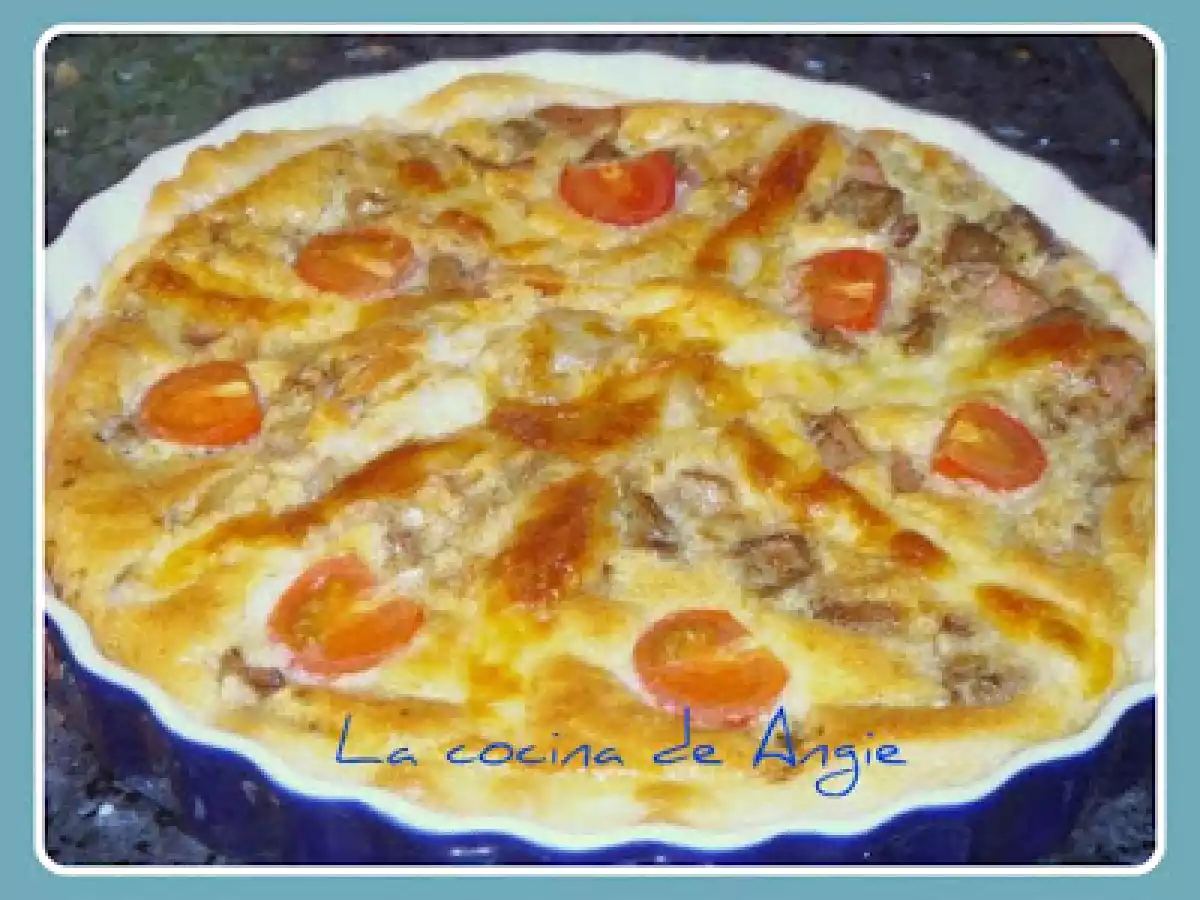 TARTA DE SETAS, CEBOLLA Y BEICON