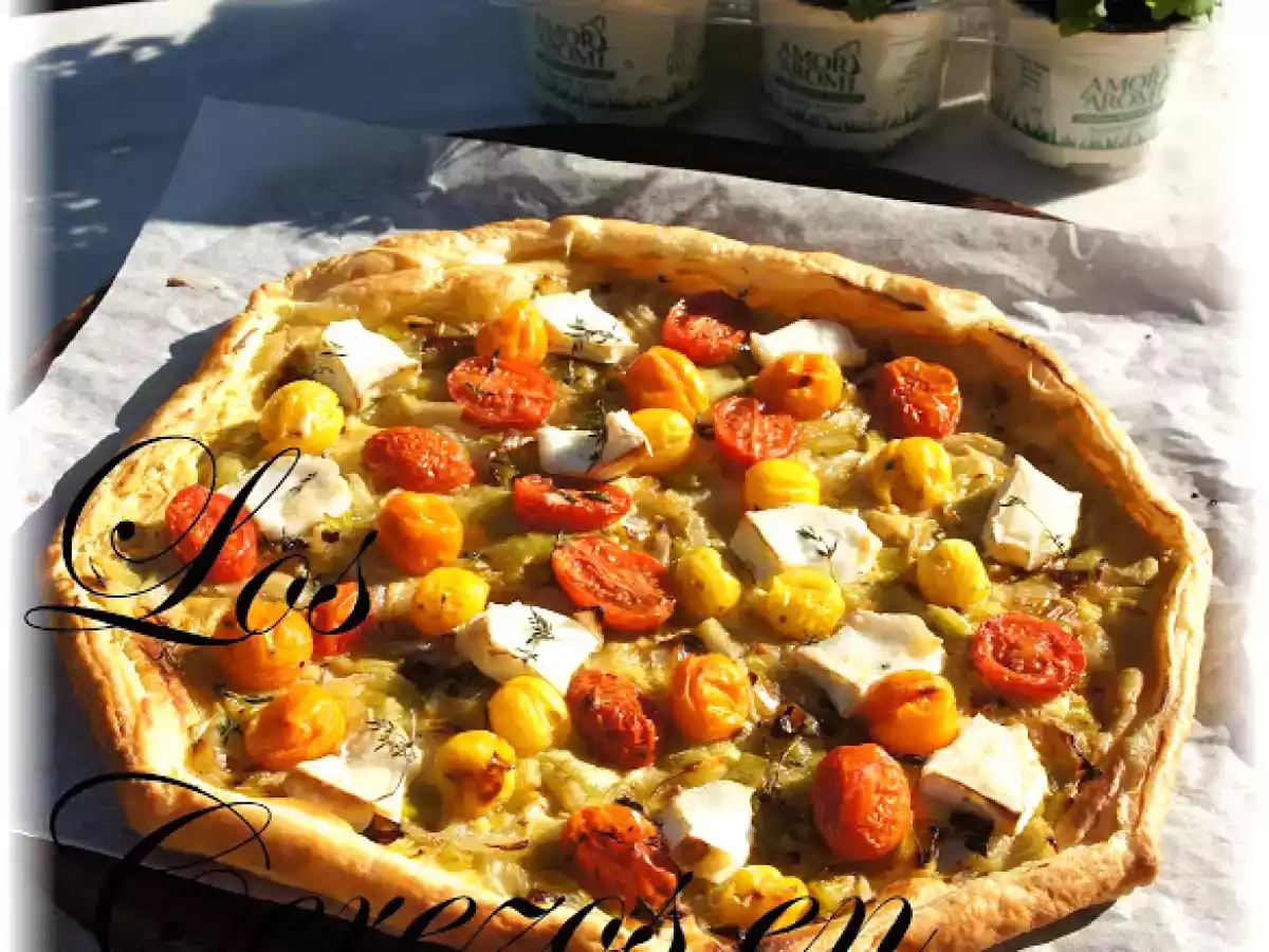 Tarta de tomates cherry y queso de cabra