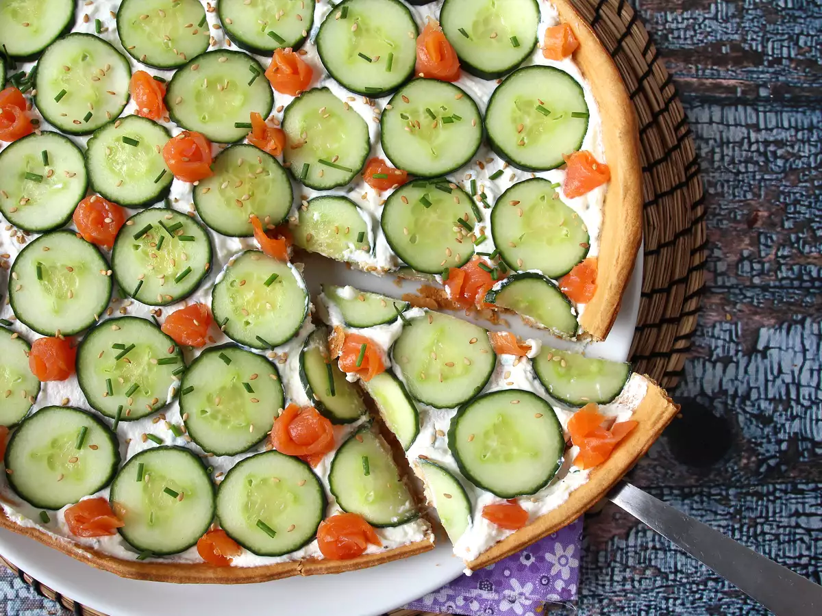 Tarta de verano con ricotta, pepino y salmón ahumado - foto 6