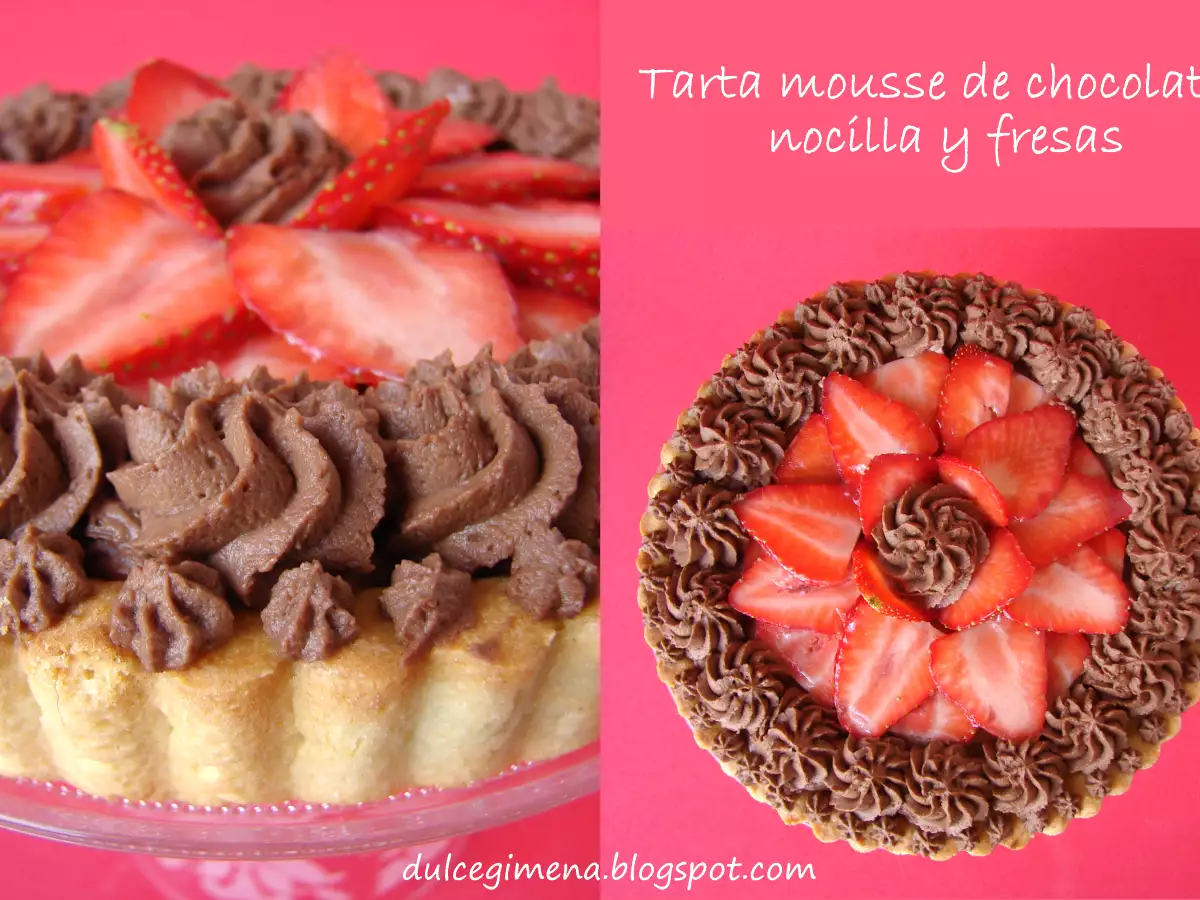 Tarta mousse de chocolate, Nocilla y fresas