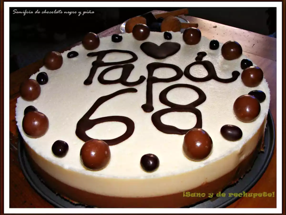 Tarta semifría de chocolate negro y piña