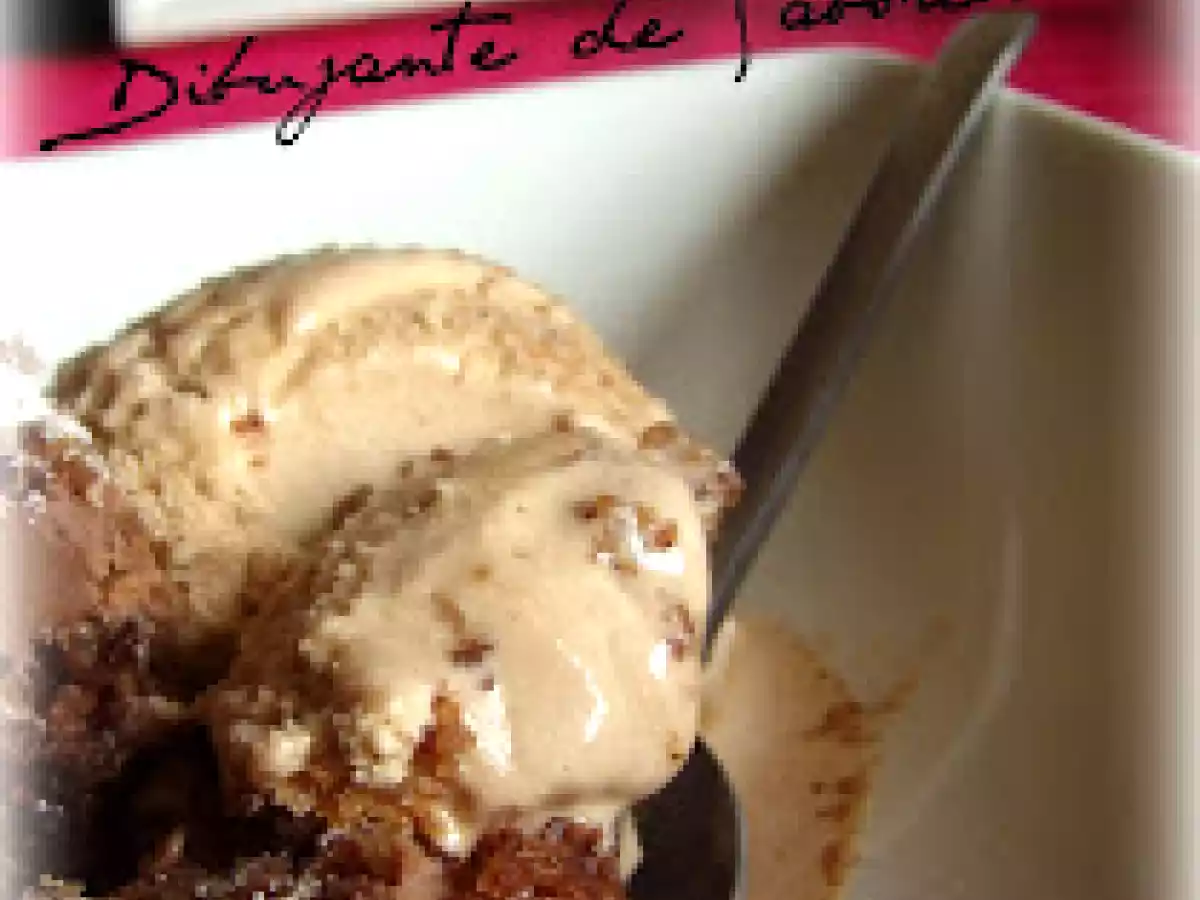 Tarta vegana de almendras y canela, rellena de nocilla con helado de avellanas - foto 3