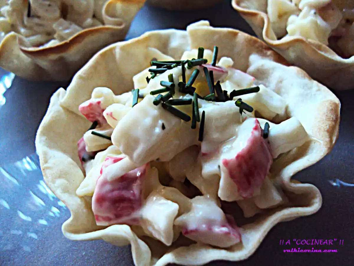Tartaletas de cangrejo con manzana y apio