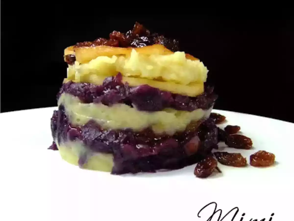 Tartita de col lombarda, manzanas, patatas y pasas - foto 3