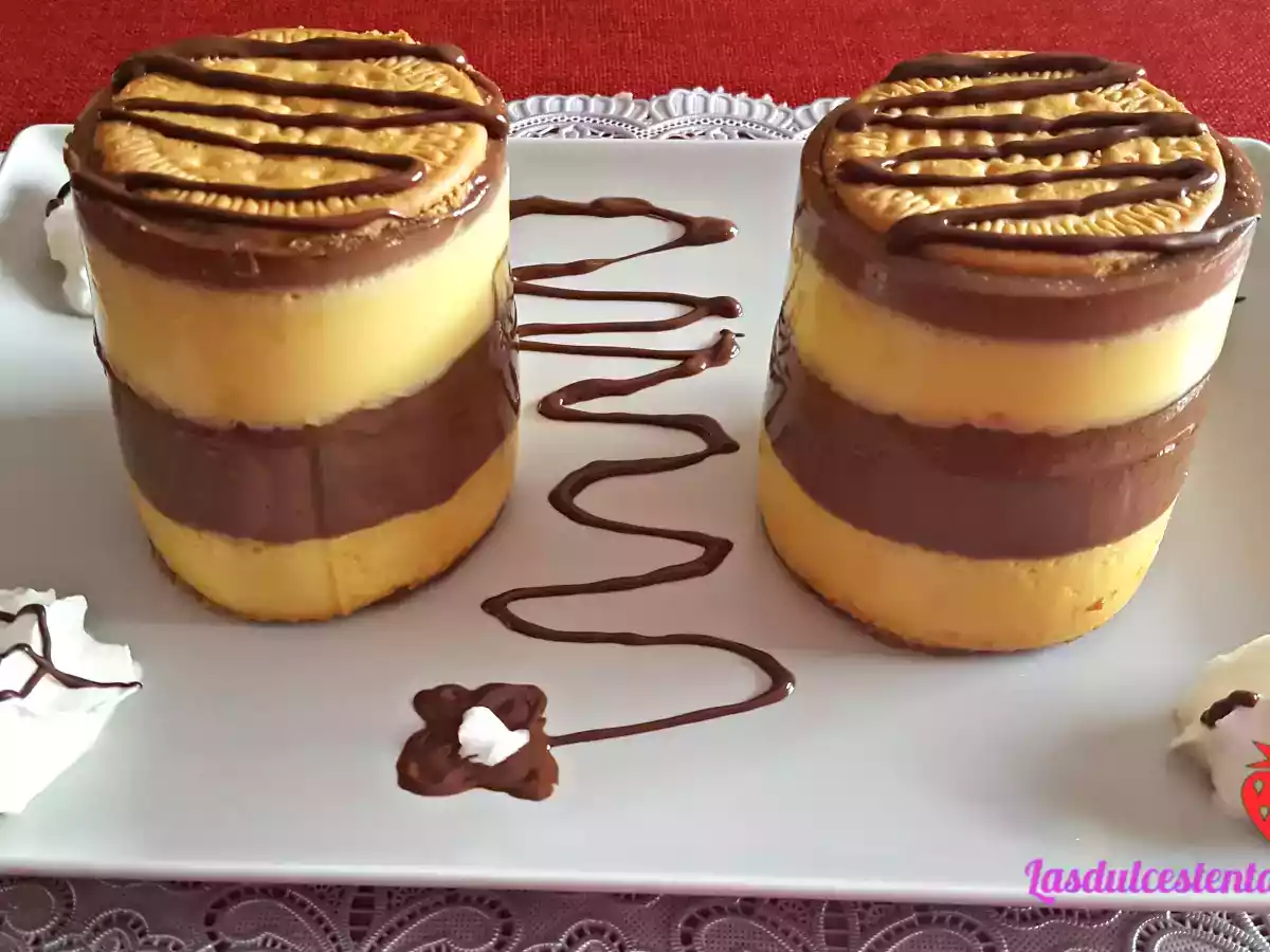 Tartitas de flan con galletas y chocolate