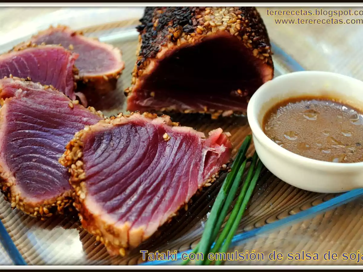 Tataki (a mi manera) con emulsión de salsa de soja. - foto 3