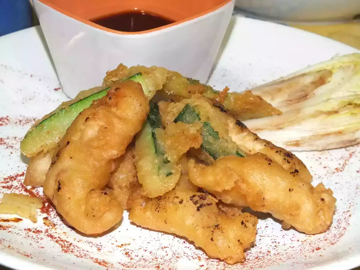 Tempura de Pollo, Calabacín y Teriyaki
