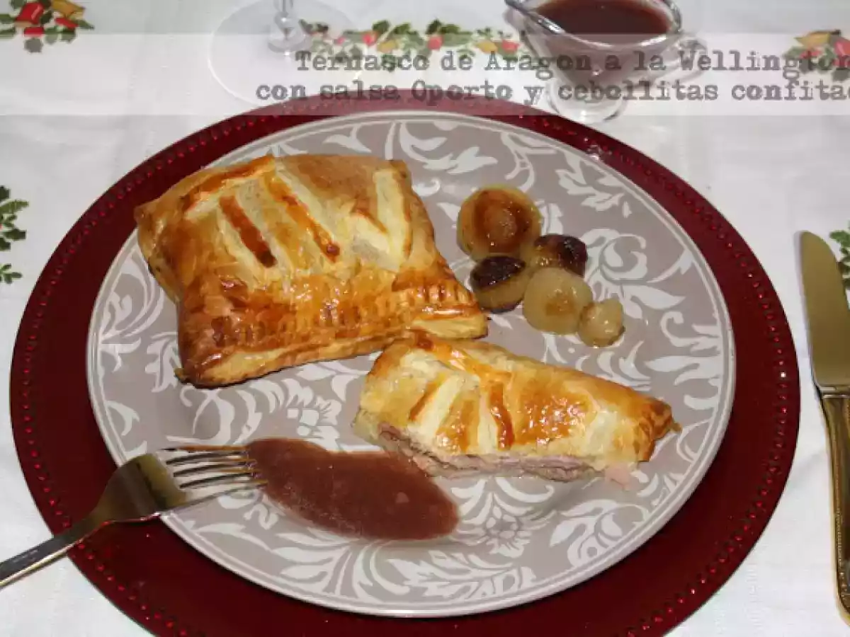 Ternasco de Aragon a la Wellington con salsa Oporto y ....