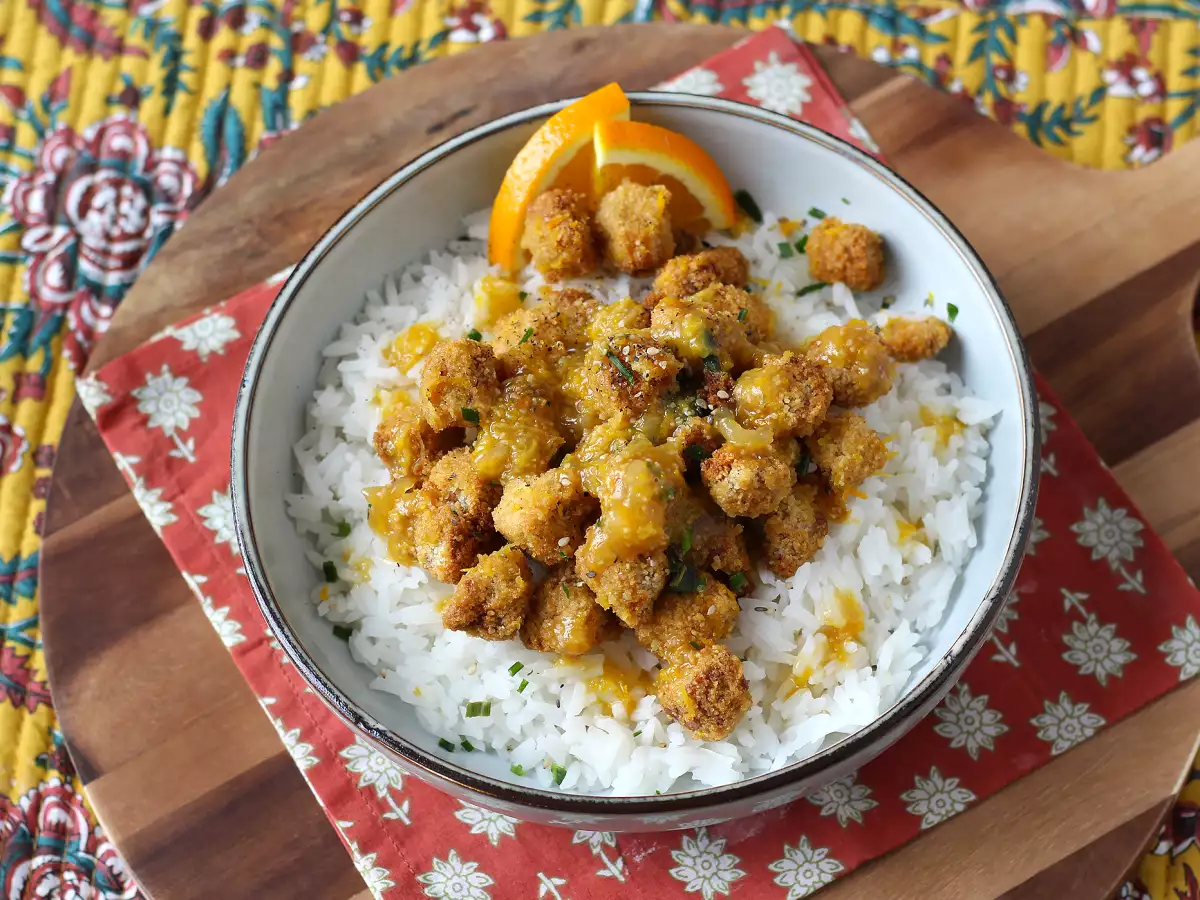 Tofu crujiente a la naranja, al estilo del pollo a la naranja - foto 2