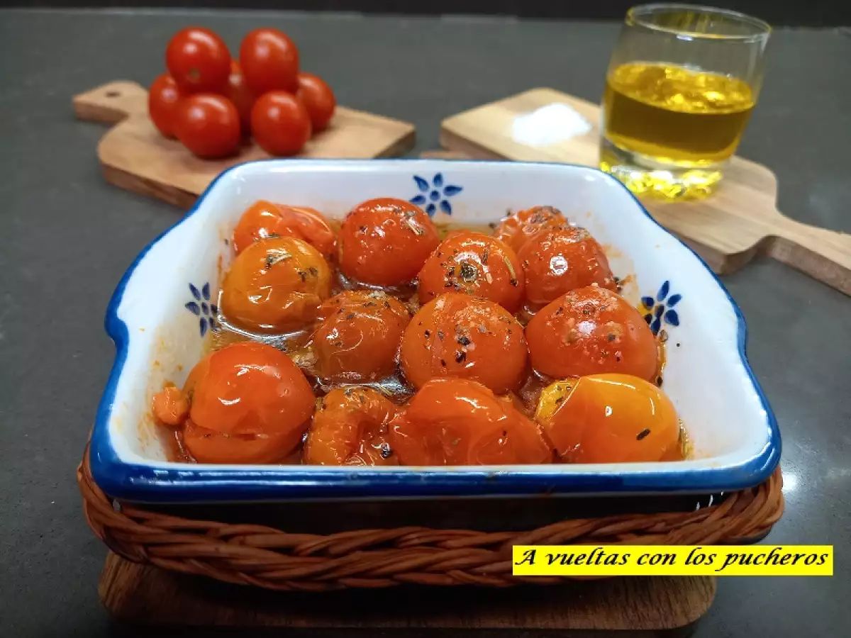 Tomates cherry asados - microondas