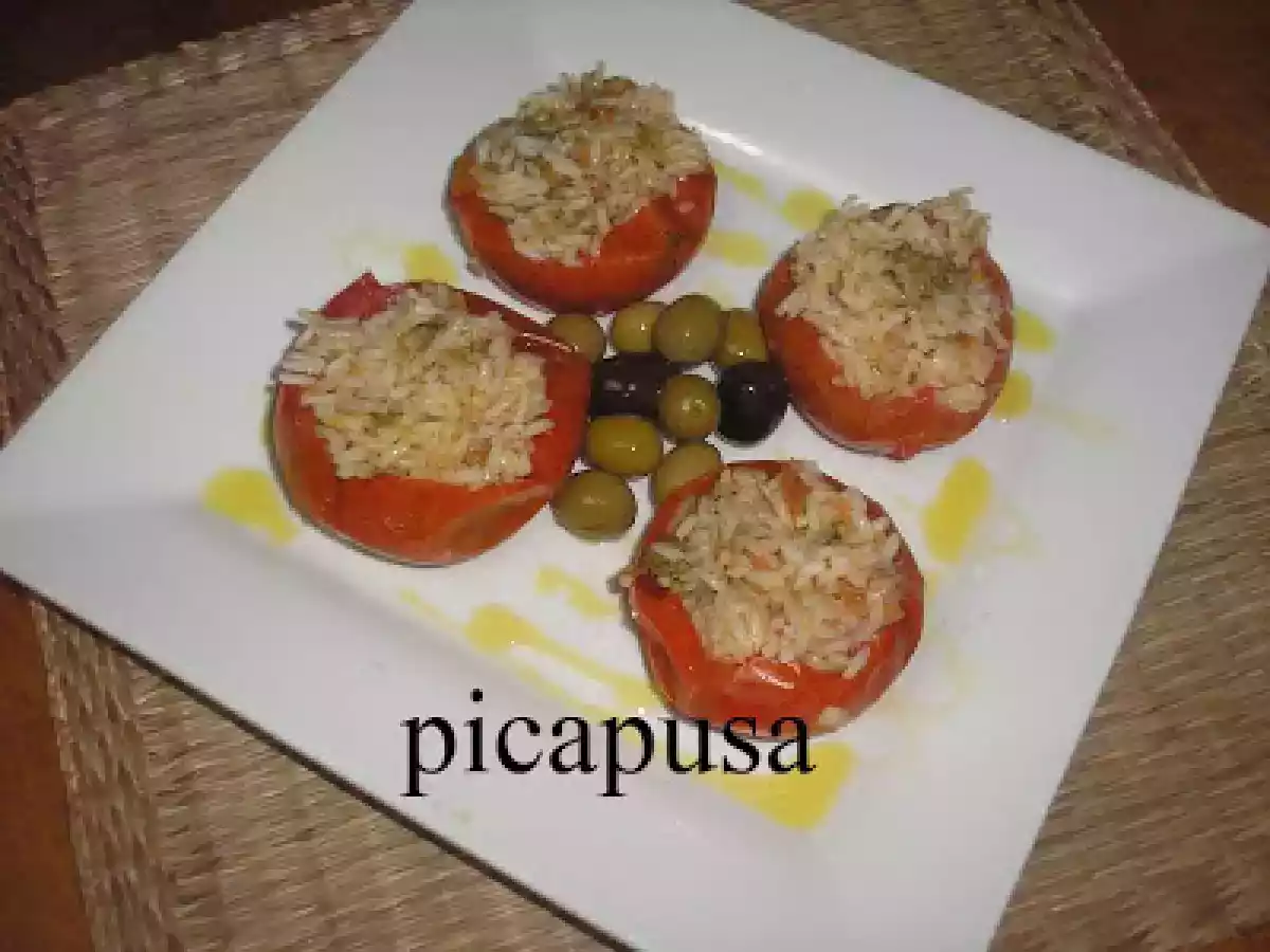 TOMATES RELLENOS DE ARROZ Y PESTO. - foto 2