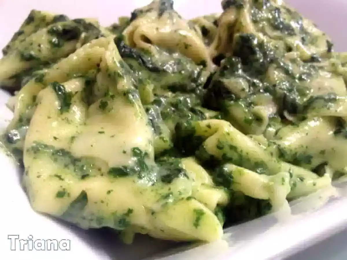 Tortellini de trufa blanca y queso Granfinezza con crema de espinacas