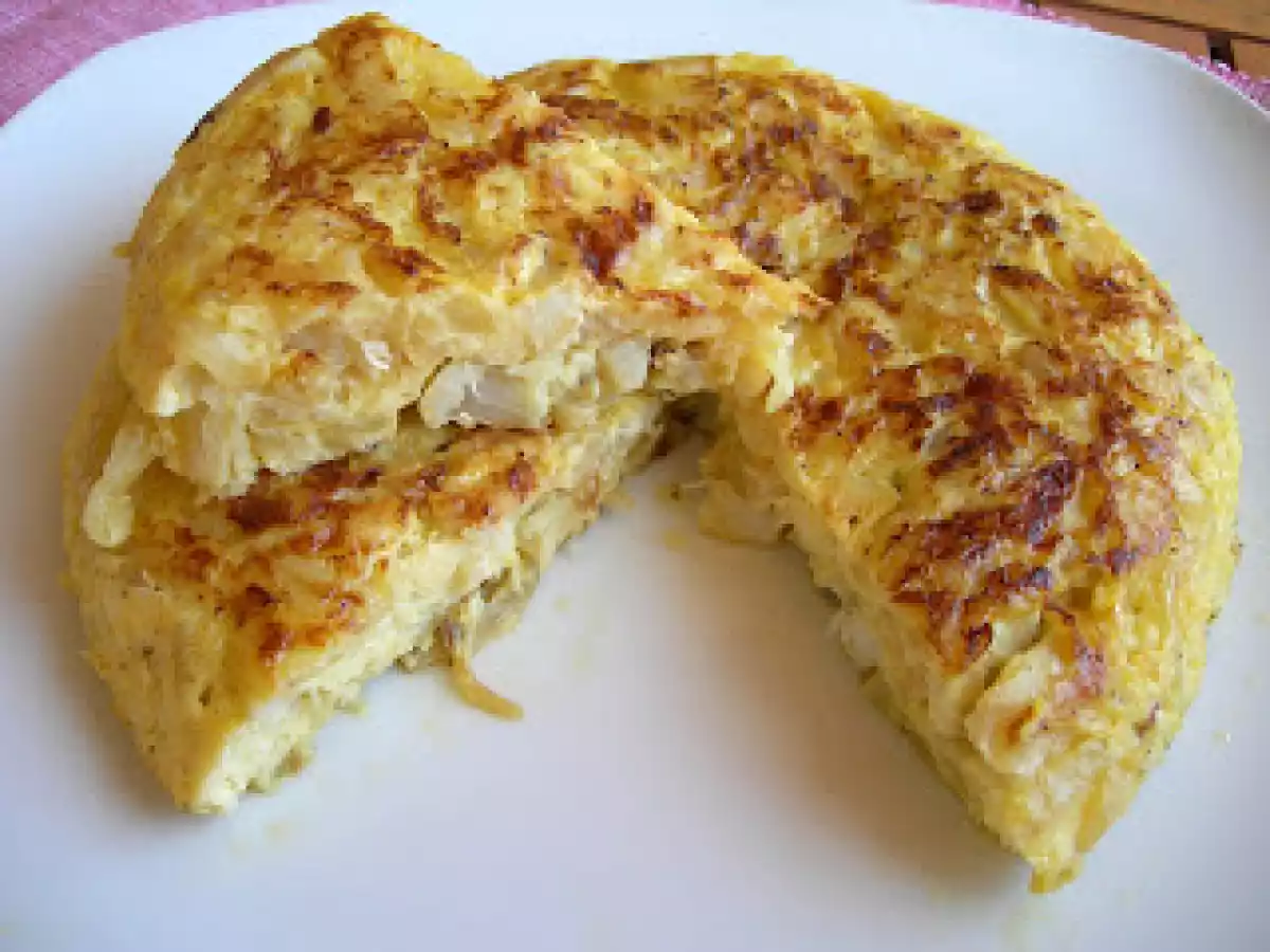 Tortilla de bacalao con cebolla caramelizada. Paso a paso - foto 8