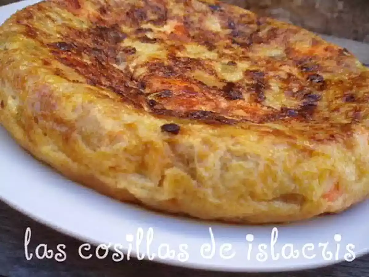 Tortilla de calabacin y langostinos