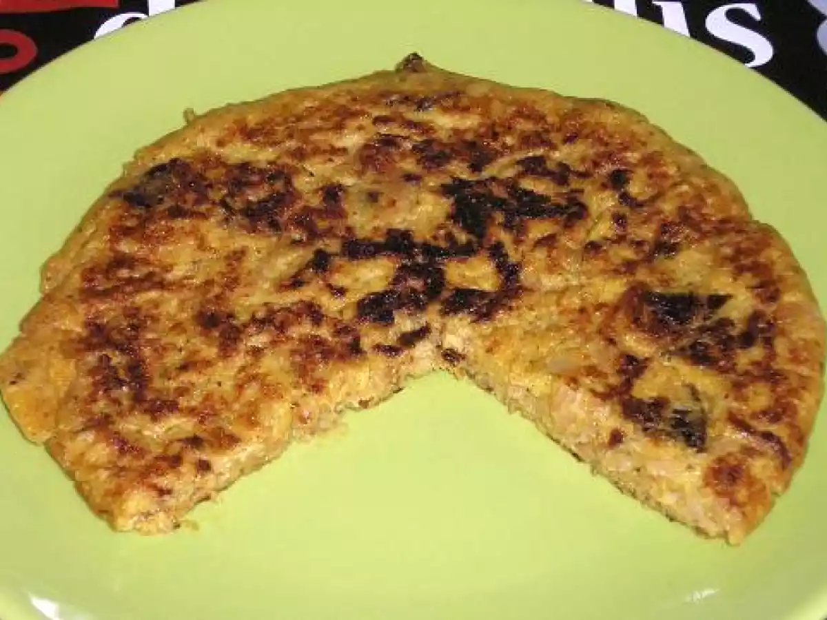 Tortilla de coliflor a la crema de Módena ( sin huevo )