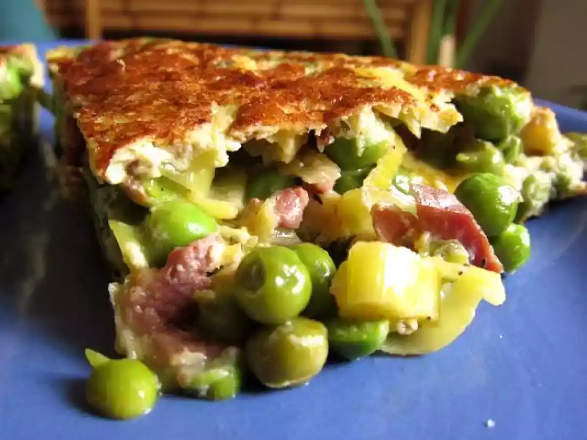 Tortilla de guisantes con jamón
