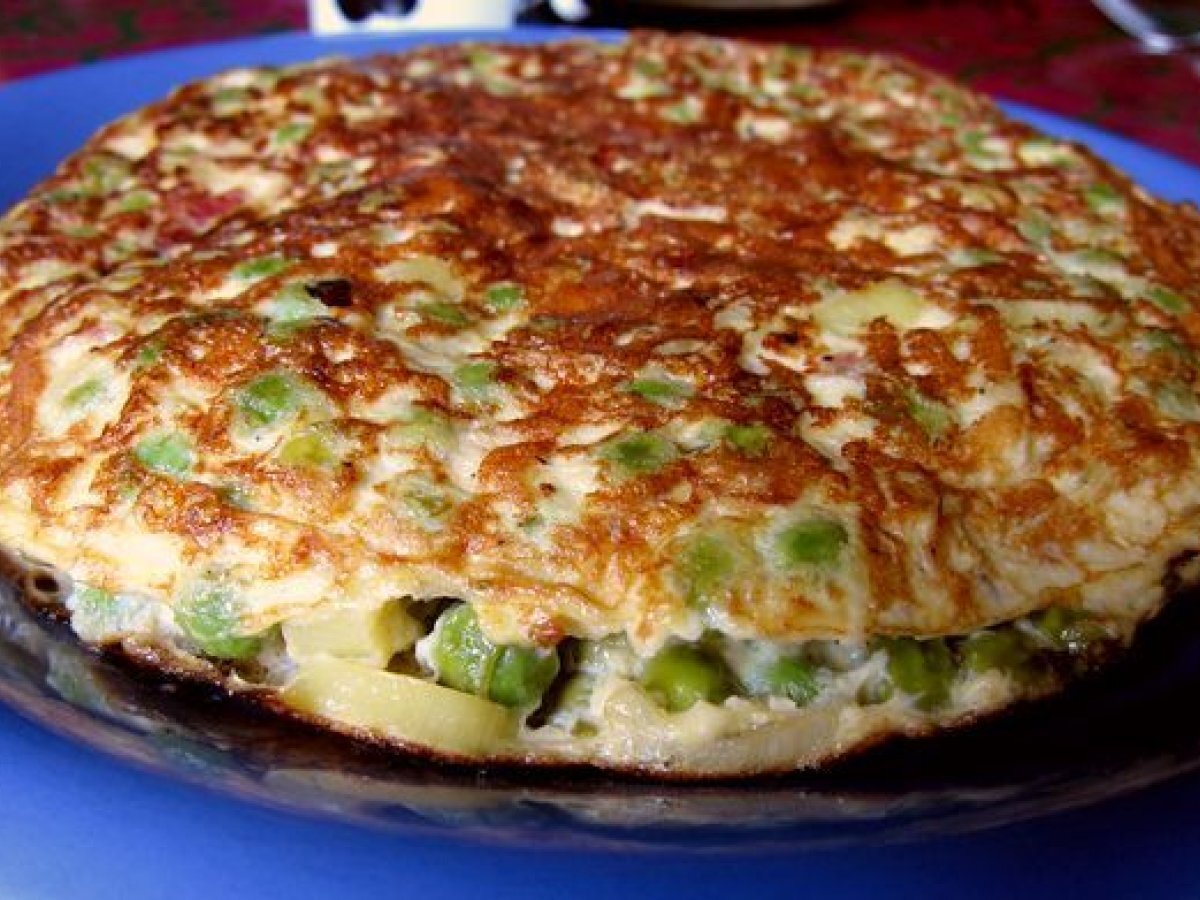 Tortilla de guisantes con jamón Receta Petitchef