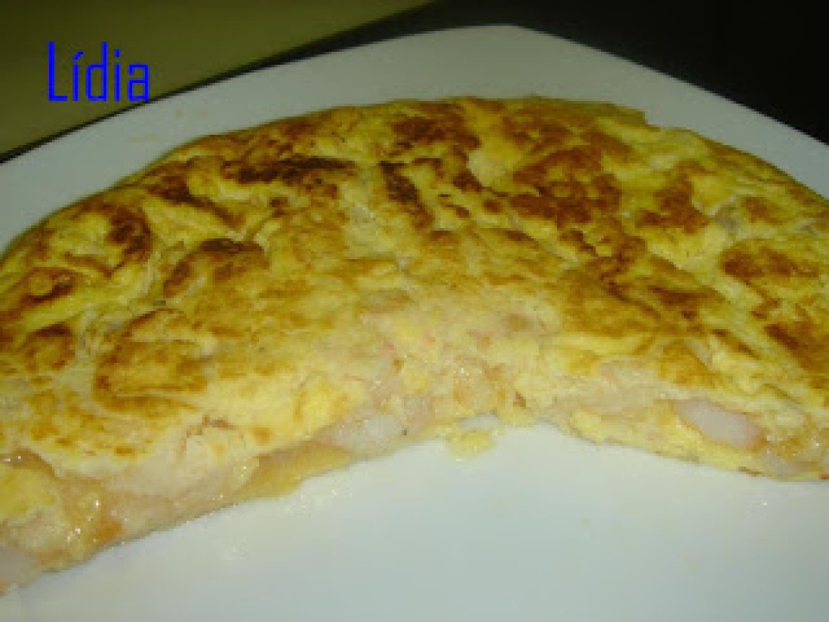Tortilla de judias blancas y gambas Receta Petitchef