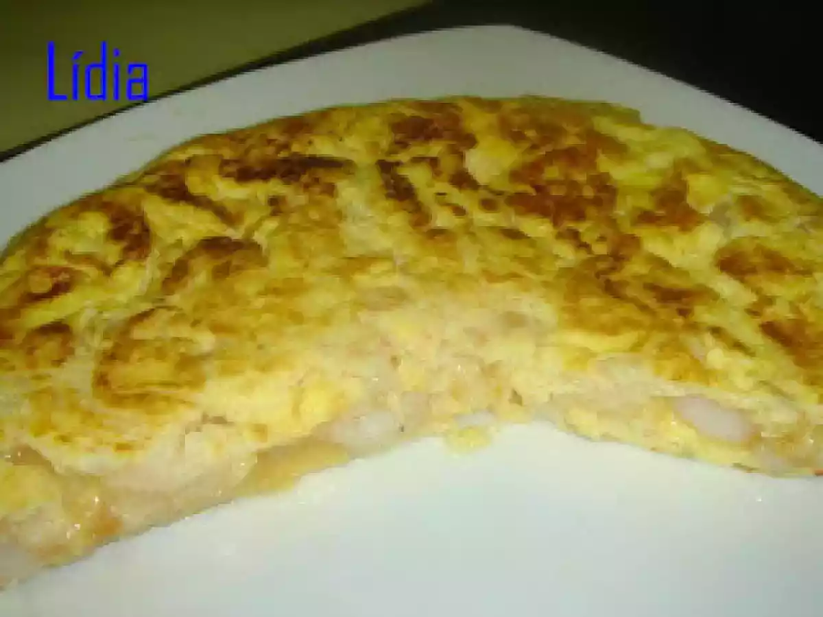 TORTILLA DE JUDIAS BLANCAS Y GAMBAS - foto 2