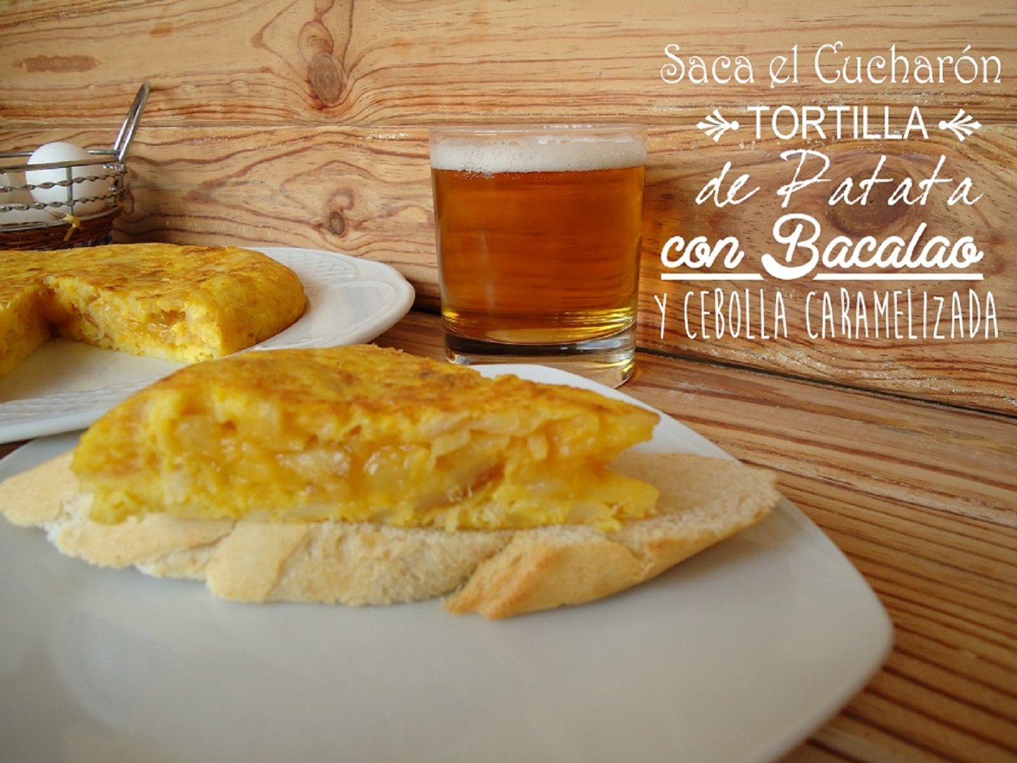Tortilla de patata con bacalao y cebolla caramelizada Receta Petitchef