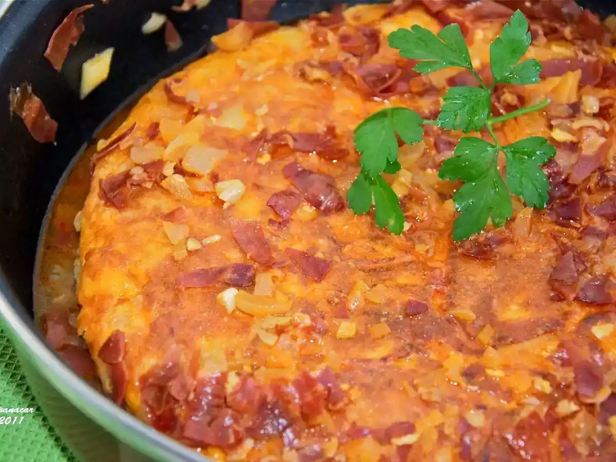 Tortilla de patata guisada a la sidra