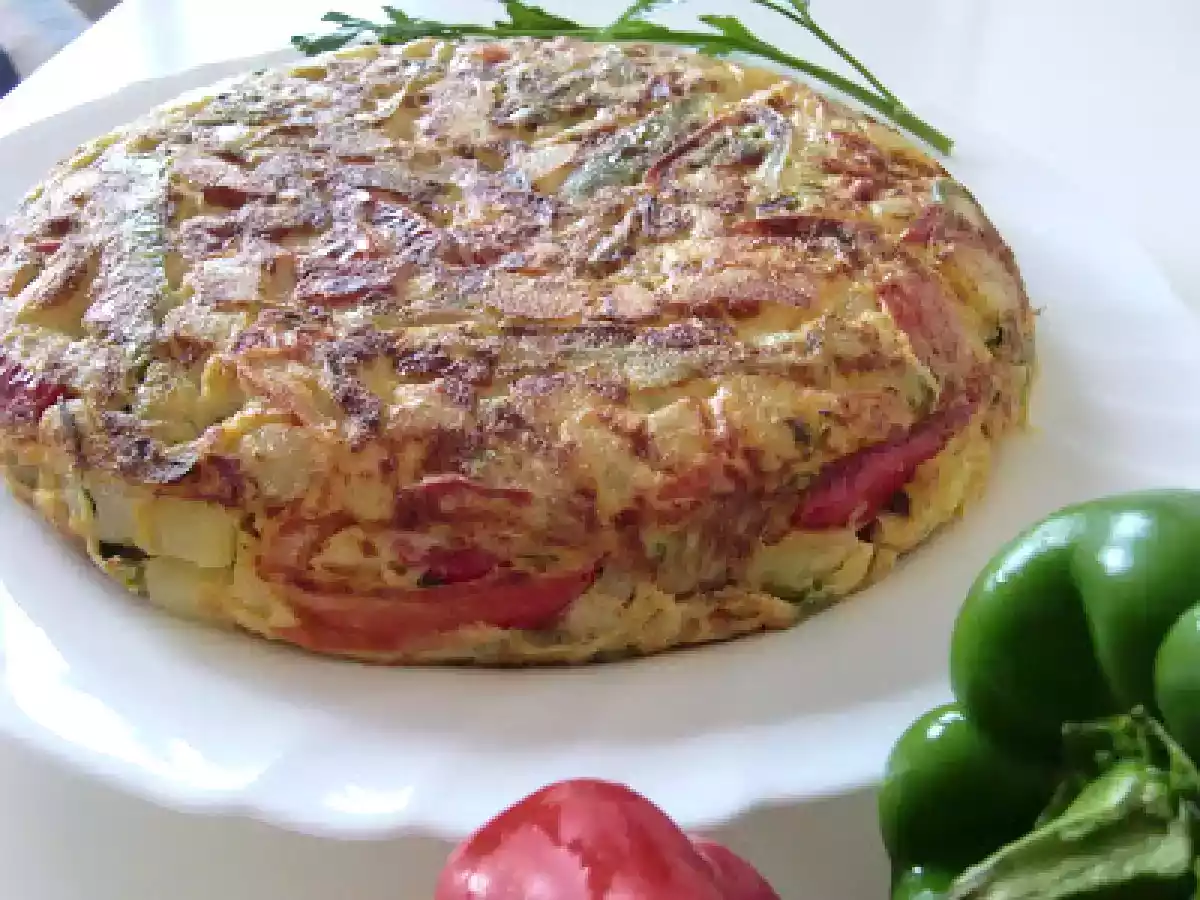 Tortilla de patatas y mucha verdura