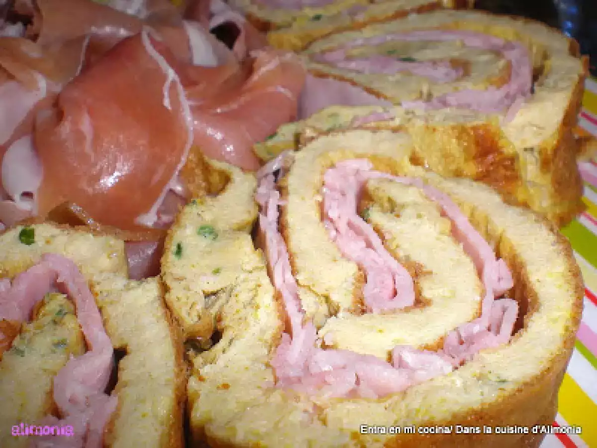 Tortilla enrollada al jamon / Omelette roulée au jambon
