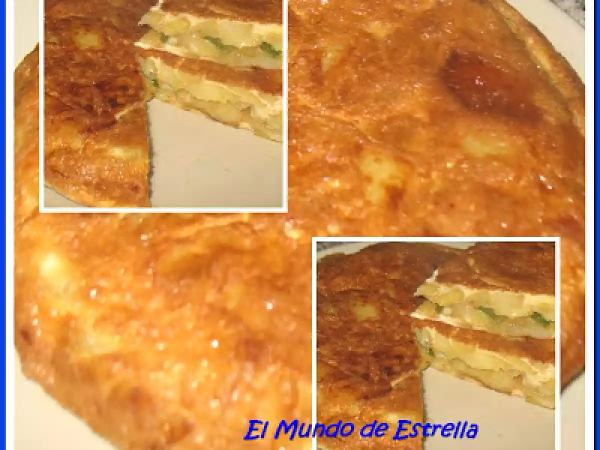 Tortilla rellena de pimiento y cebolla