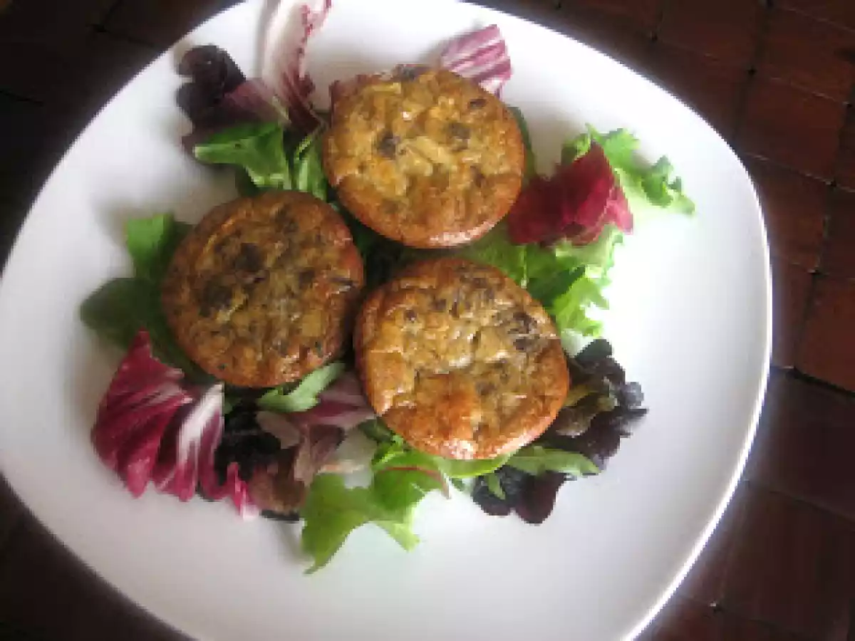 Tortillitas individuales de morcilla y pera