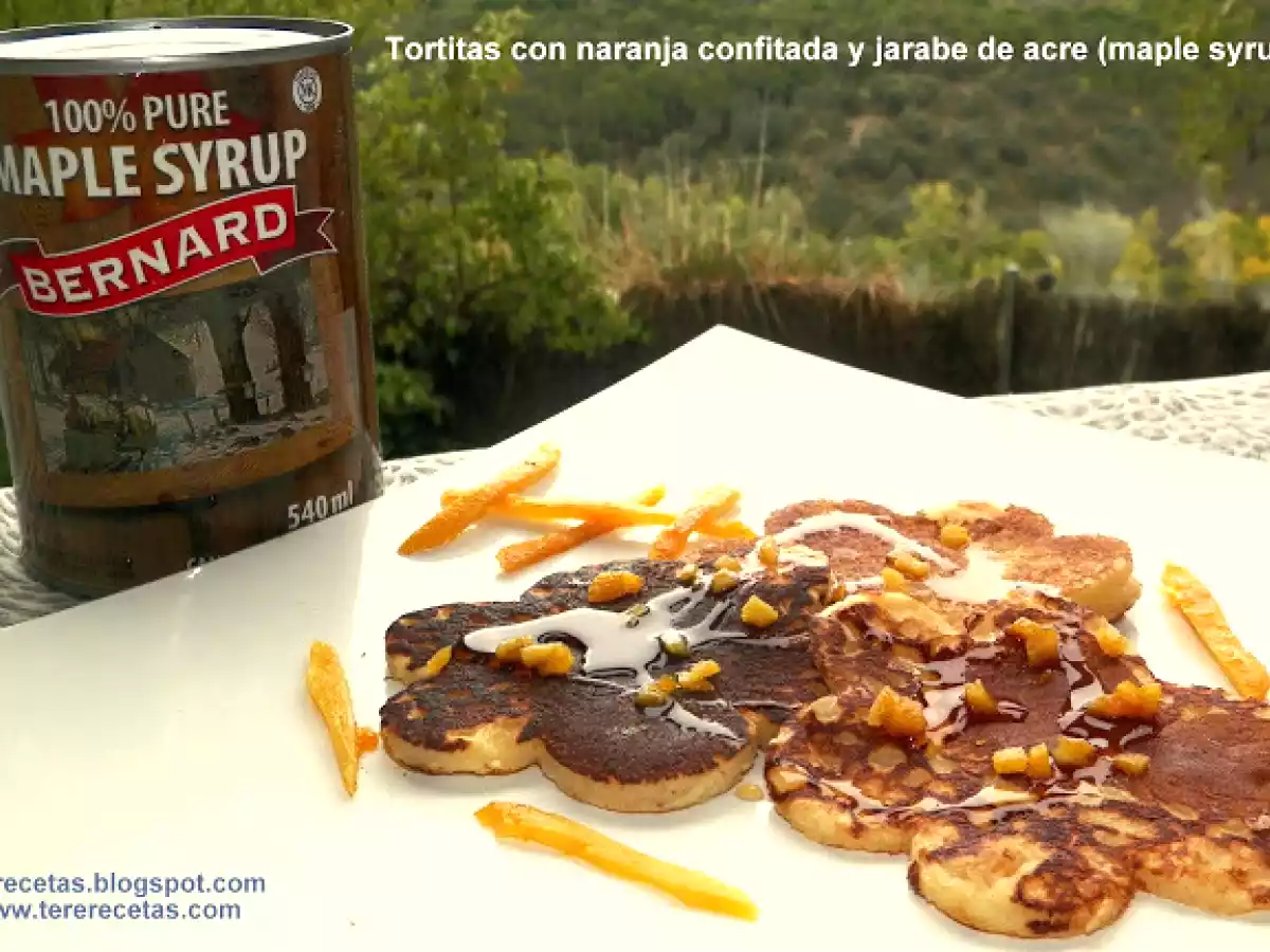 Tortitas con naranja confitada y jarabe de arce (maple syrup). - foto 2