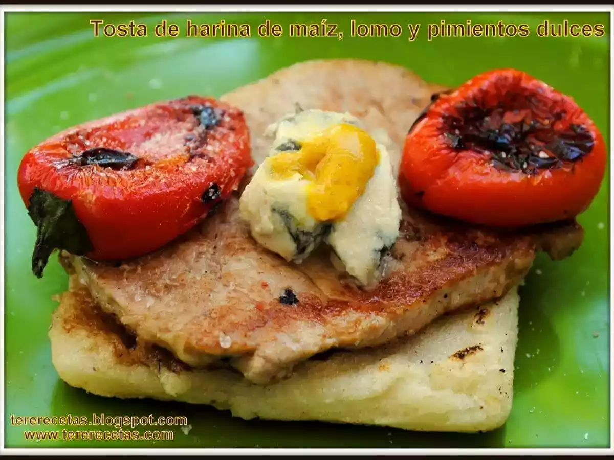 Tosta de harina de maíz, lomo y pimiento dulce. - foto 3