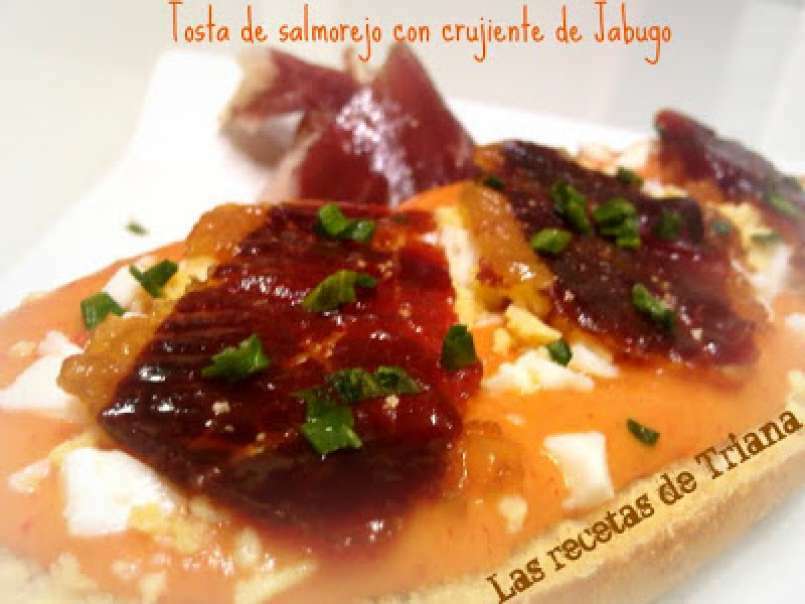 Tosta de salmorejo con crujiente de Jabugo - foto 2