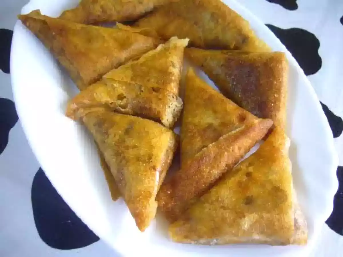 Triangulos de carne con pasta brick