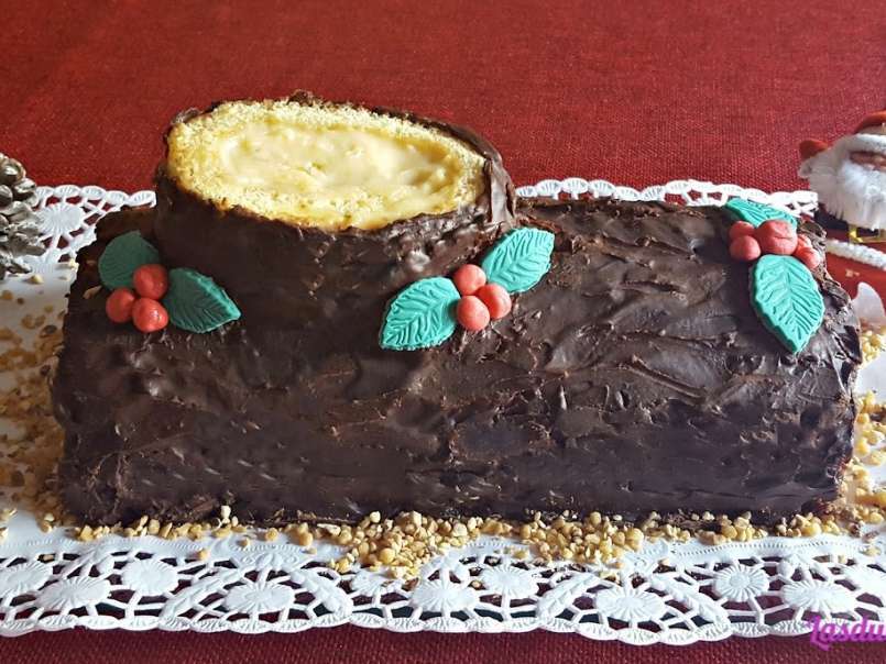 Tronco de Navidad de Crema Pastelera y Chocolate