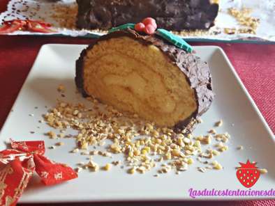 Tronco de Navidad de Crema Pastelera y Chocolate - foto 2