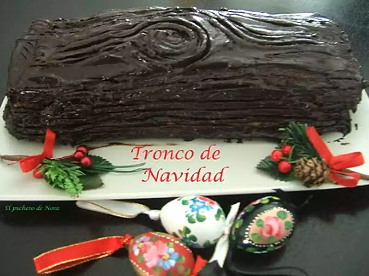 Tronco de Navidad relleno de crema de nueces y ...¡Felices Fiestas!! - foto 2