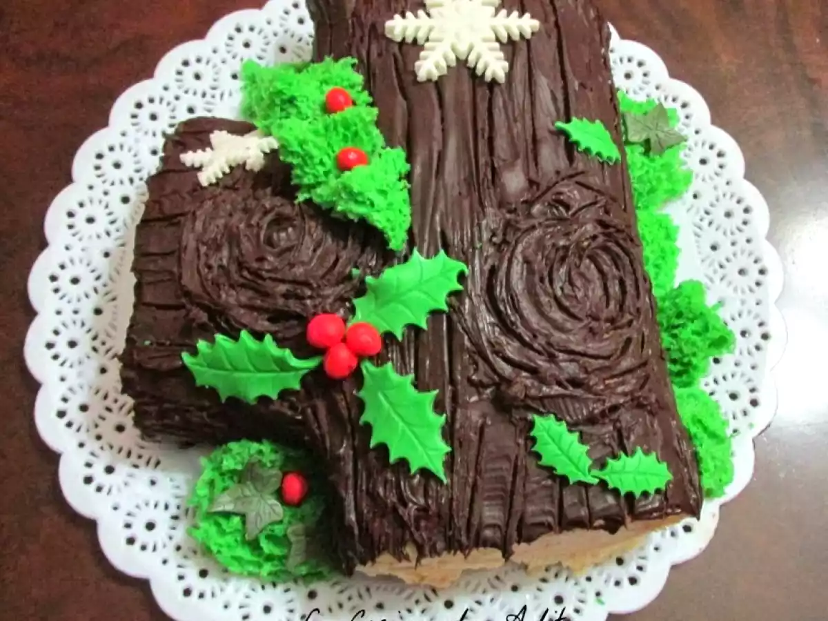 Tronco relleno de turrón con bizcocho esponja de pistacho - foto 14