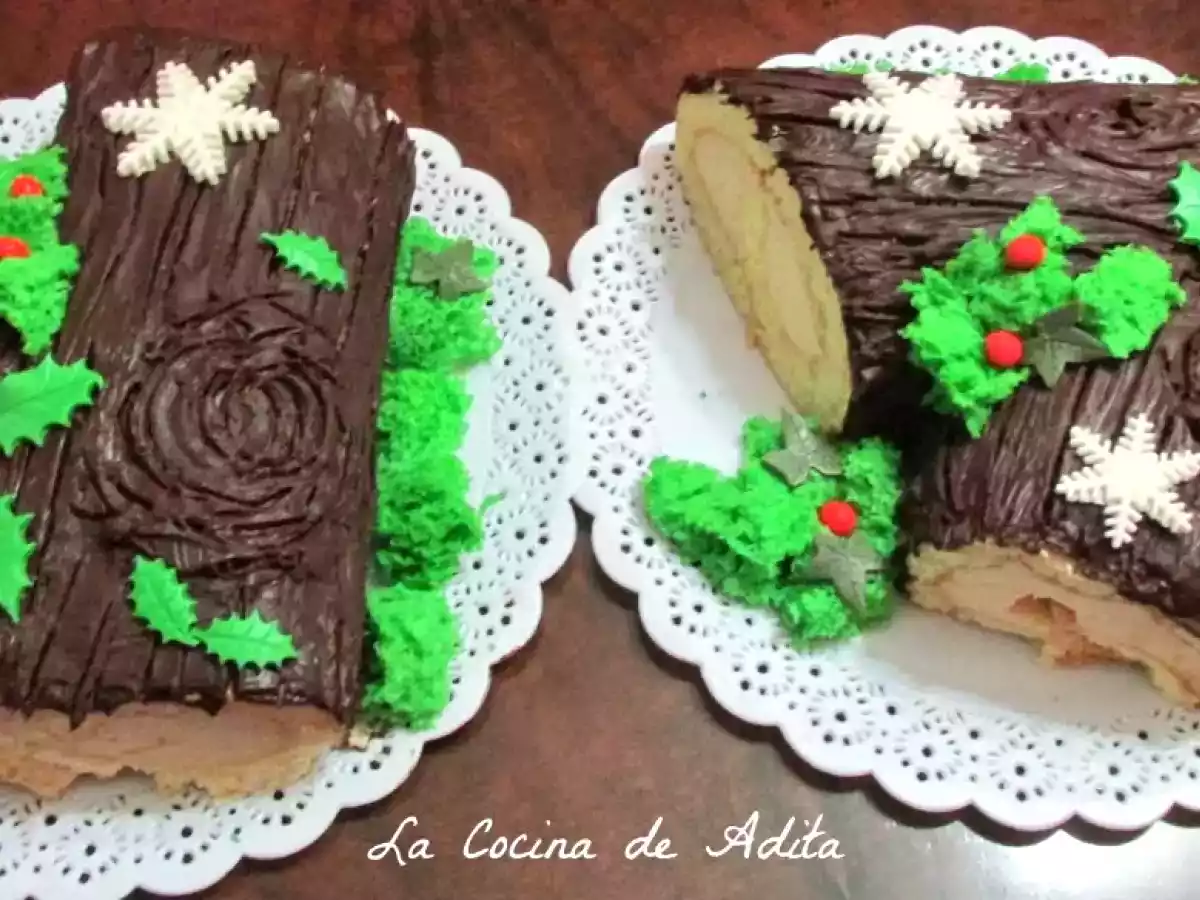 Tronco relleno de turrón con bizcocho esponja de pistacho - foto 17