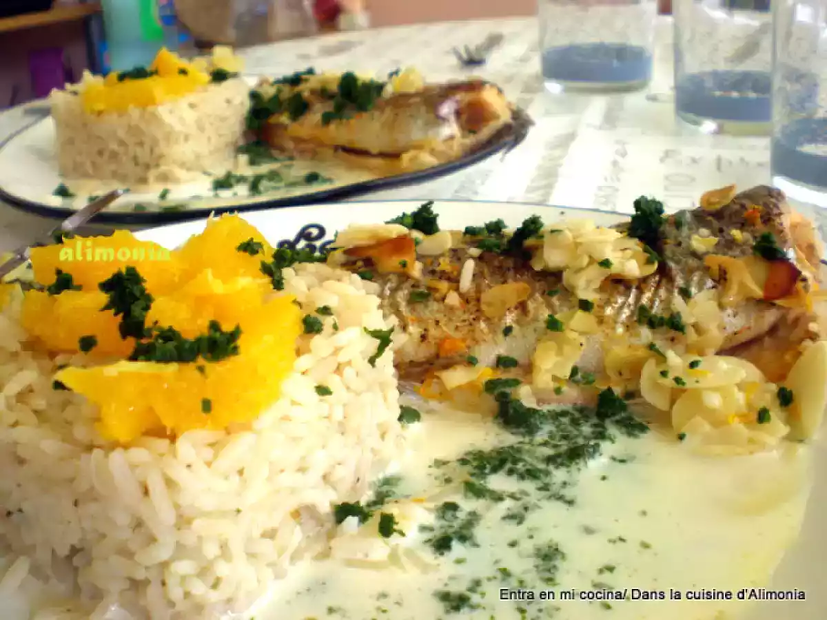 Truchas asalmonadas almendras-naranja / Truites saumonnées aux amandes-orange