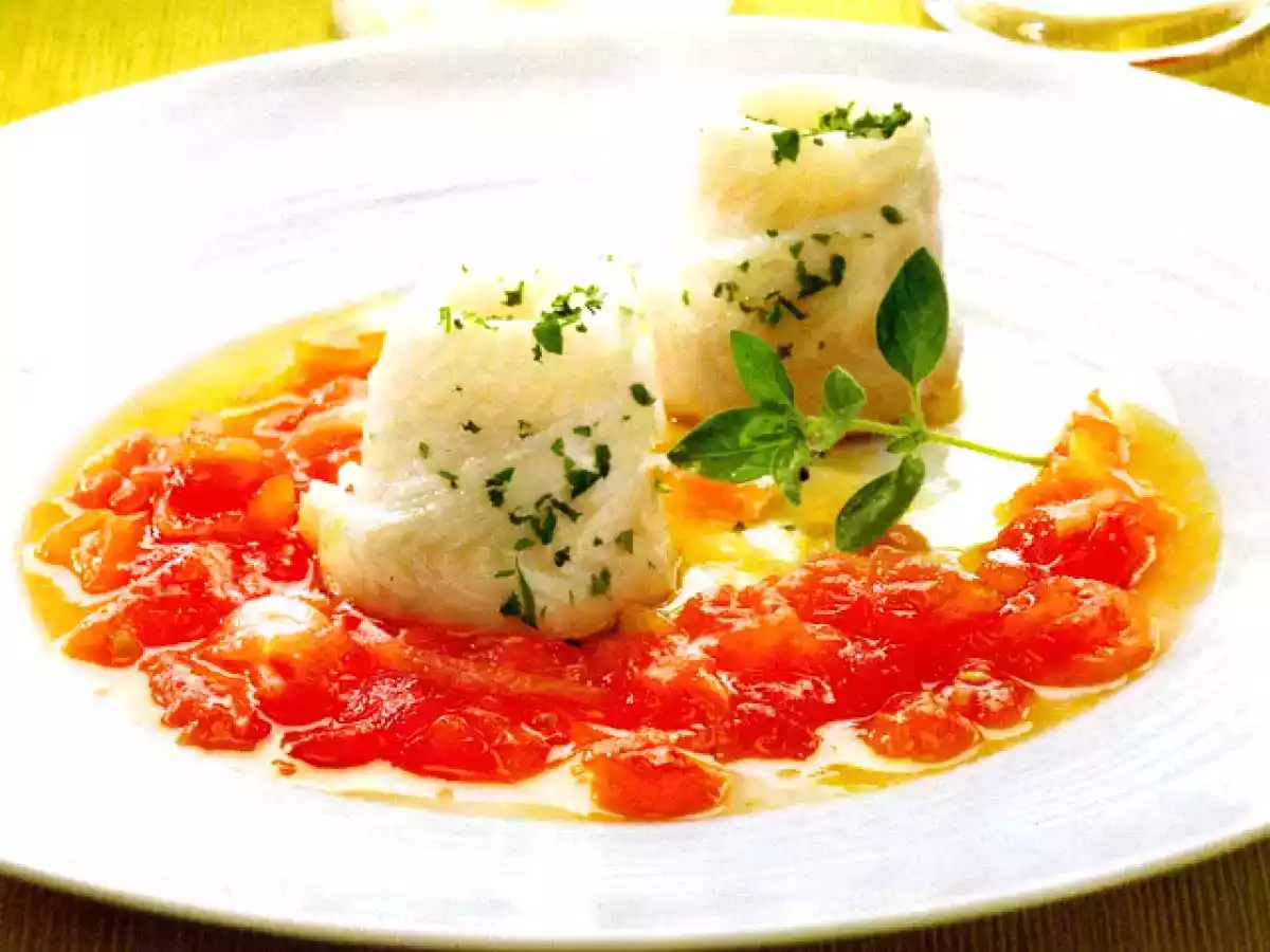 Turbantes de lenguado rellenos de gambas a la papillote