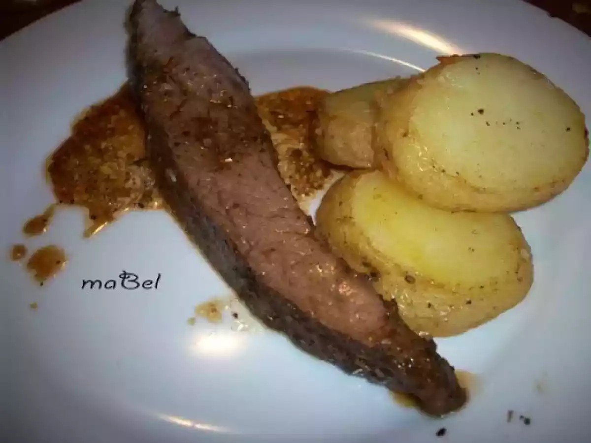 Vacio con marinada mediterranea y patatas al horno ( y un truco)