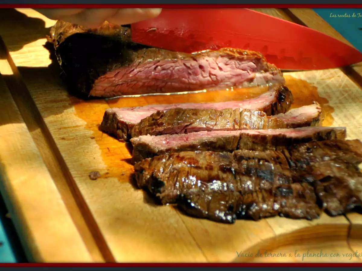 Vacío de ternera a la plancha con vegetales. - foto 2