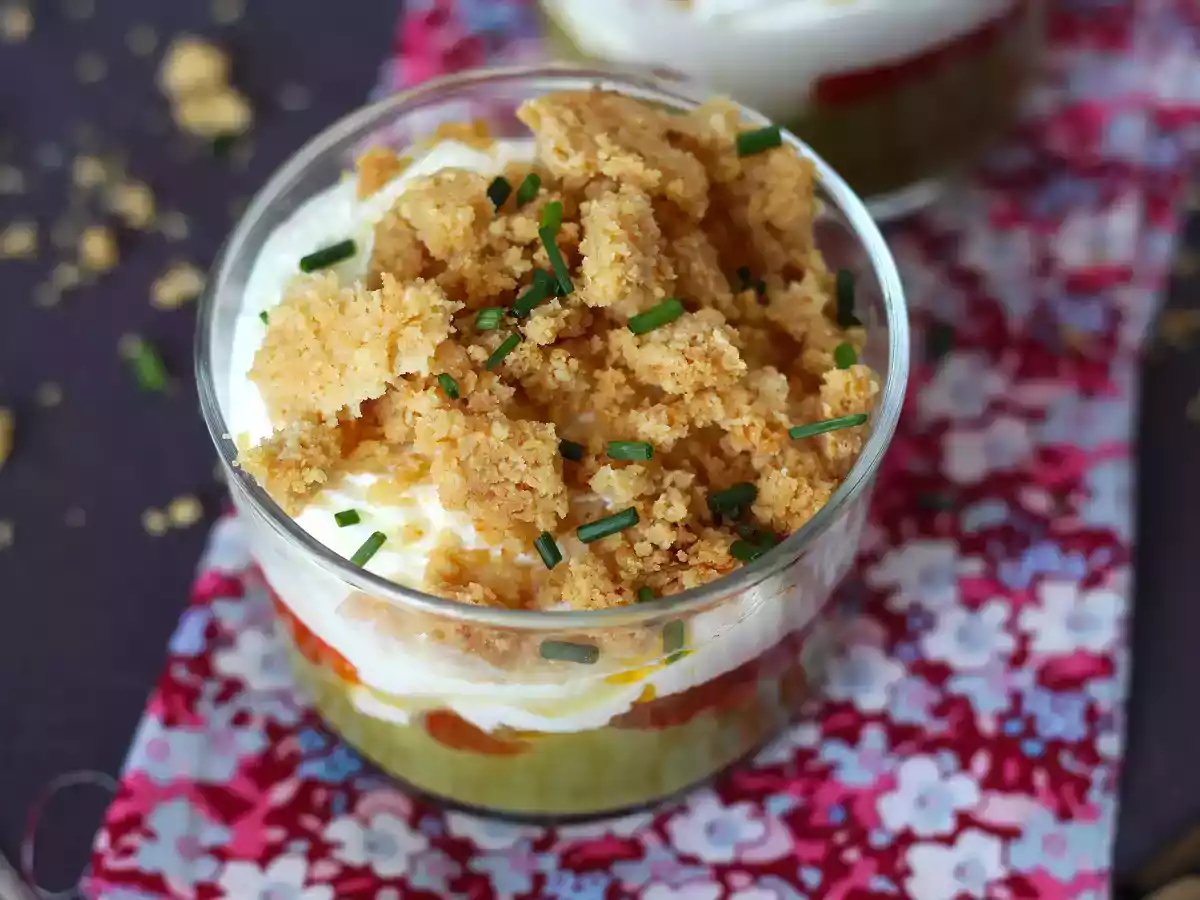 Vasitos vegetarianos: crema de guisantes, crumble de parmesano y crema de mascarpone - foto 6