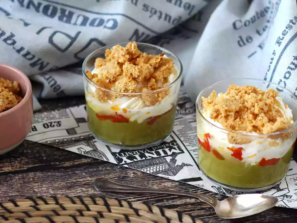 Vasitos vegetarianos: crema de guisantes, crumble de parmesano y crema de mascarpone - foto 7