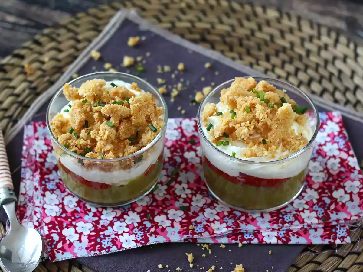 Vasitos vegetarianos: crema de guisantes, crumble de parmesano y crema de mascarpone - foto 9
