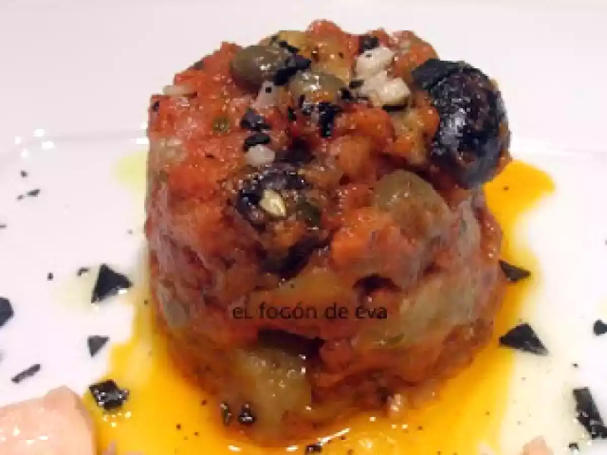 VENTRESCA DE ATUN CON CAPONATA DE BERENJENAS A LA SICILIANA - foto 4