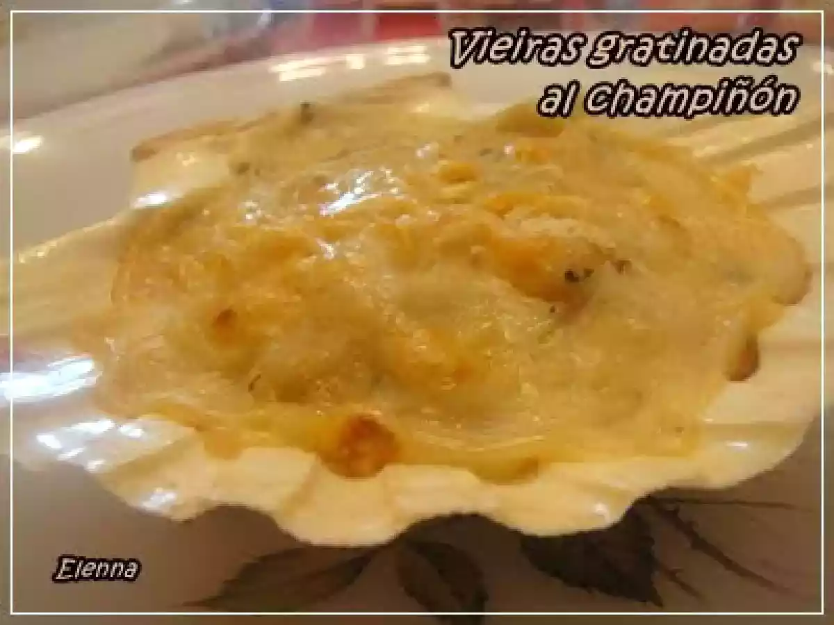 Vieiras gratinadas al champiñón