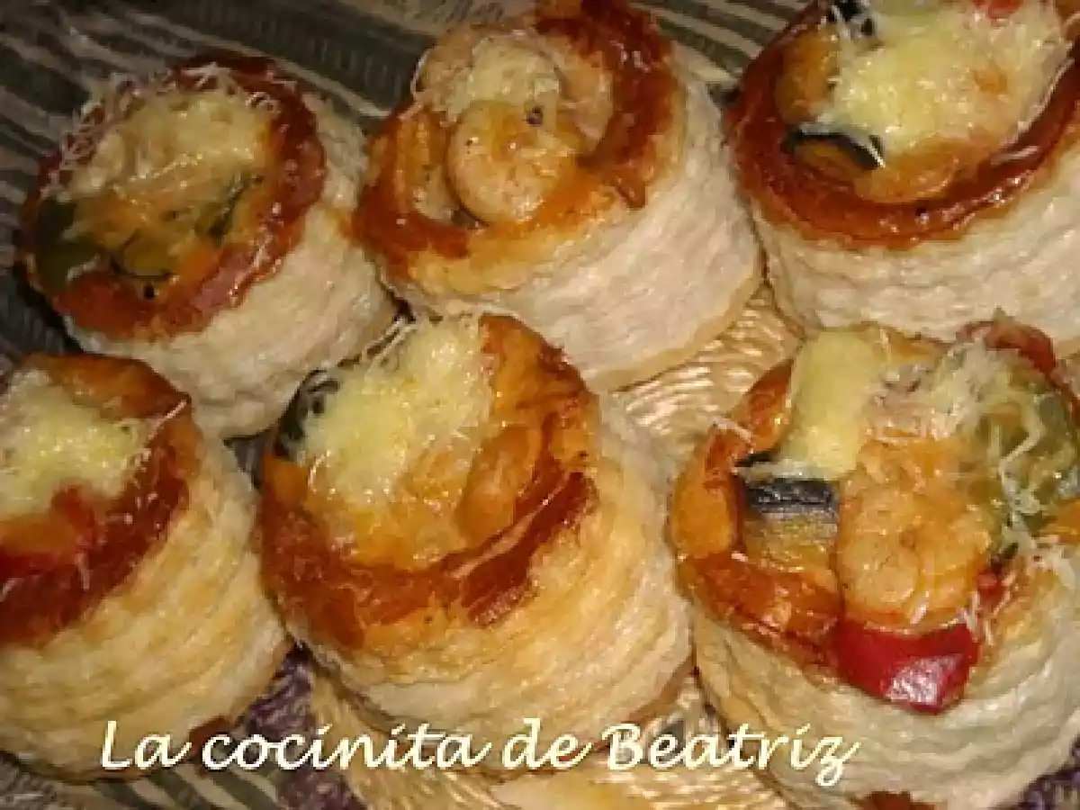 Volovanes de pisto y gambas