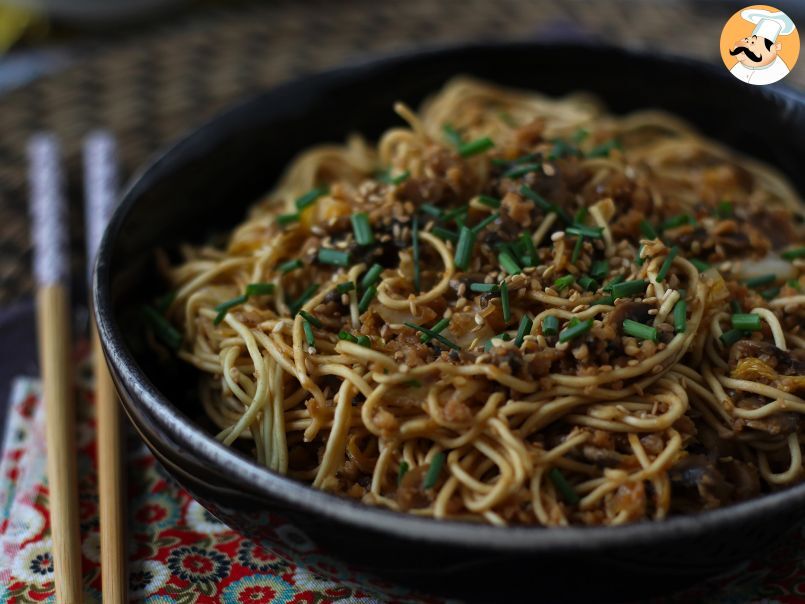 Wok de fideos chinos, verduras y proteina de soja texturizada ¡Una receta vegana! - foto 2